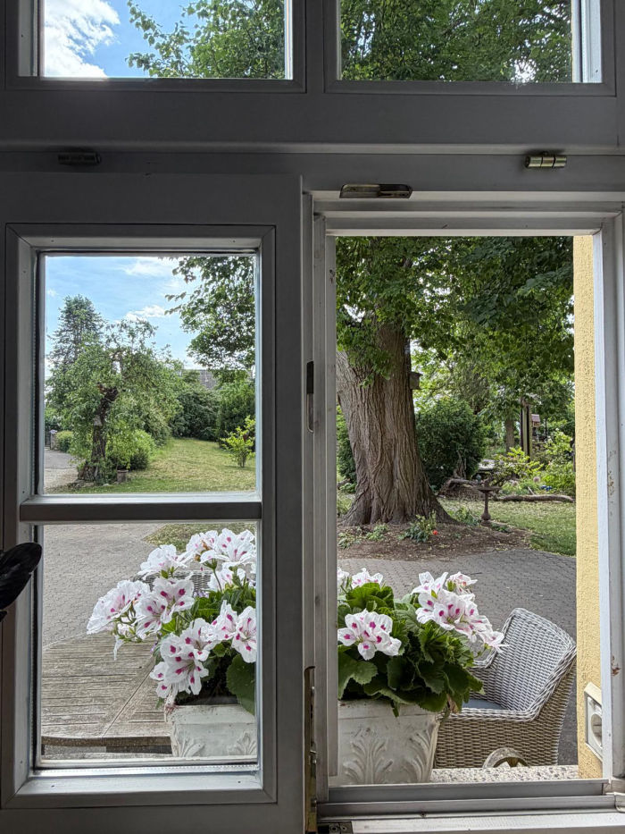 Blick aus dem Fenster in den Garten - Praxis Sylvia Hübner